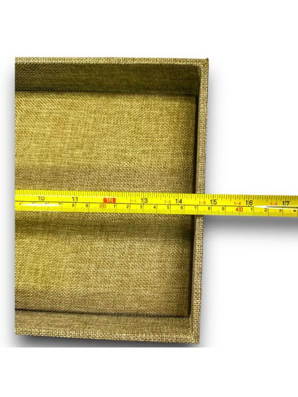 Gold Rectangular Burlap Decorative Tray For Desk Or Coffee Table Organization 14